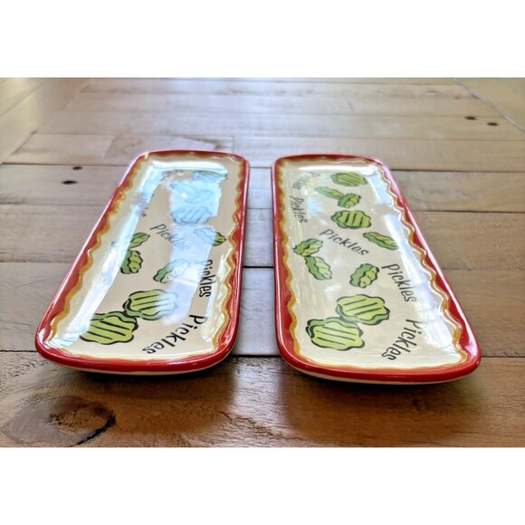 Bella Casa by Ganz Set of 2 Pickles Plates Used - Picture 5 of 12